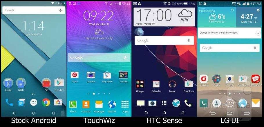 Сравнение интерфейсов Lollipop, TouchWiz, Sense, LG UI