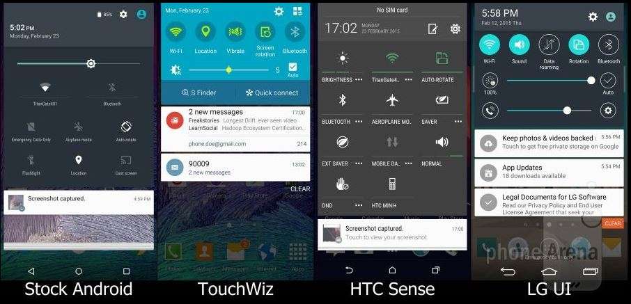 Сравнение интерфейсов Lollipop, TouchWiz, Sense, LG UI