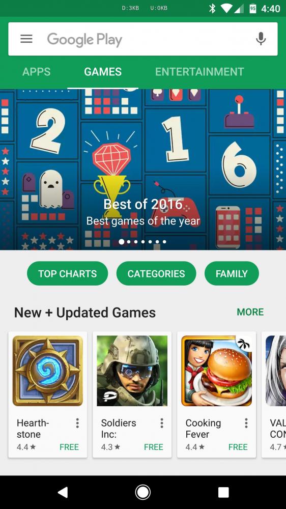 Google Play Store начинает разделять приложения и игры