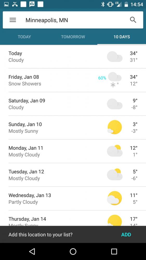 Google Now тестирует новые погодные карточки