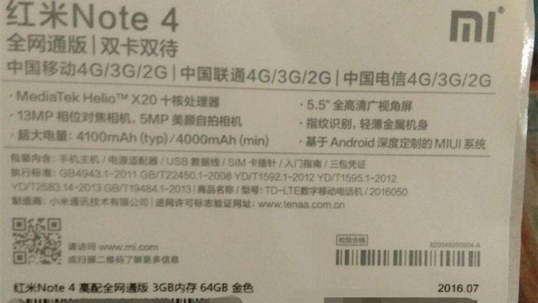 Последние утечки со спецификациями Xiaomi Redmi Note 4