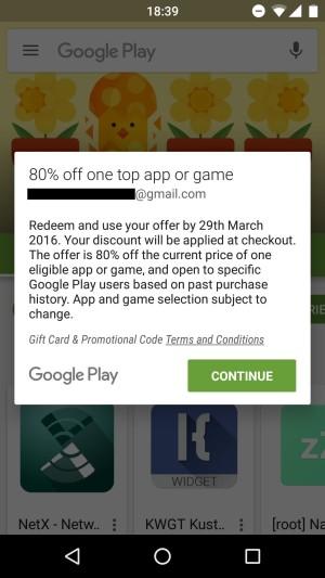 Некоторым пользователям Google Play даёт скидку 80%