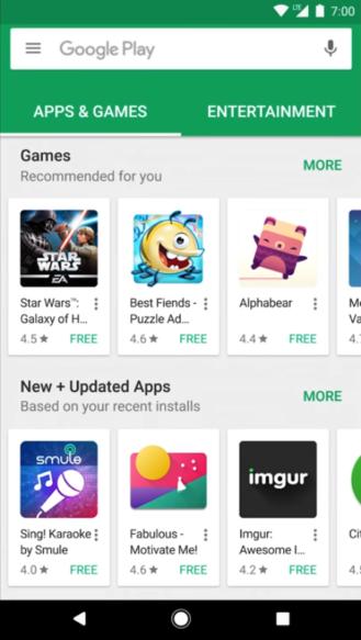 Google примеряет новый внешний вид на Play Store