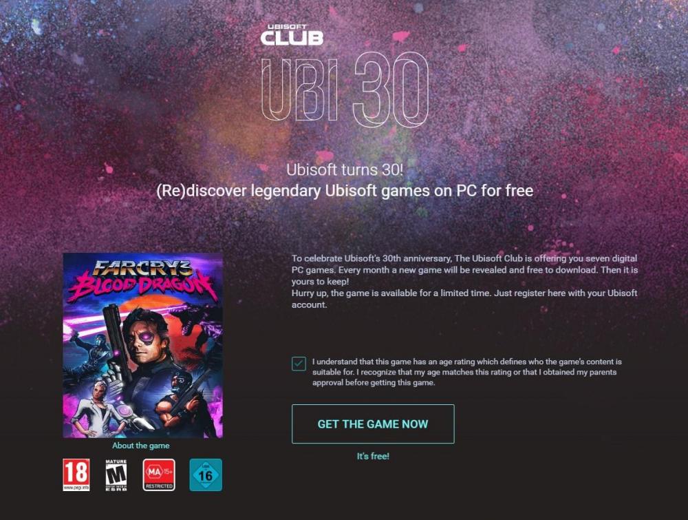UbiSoft раздаёт игры в честь 30-летия