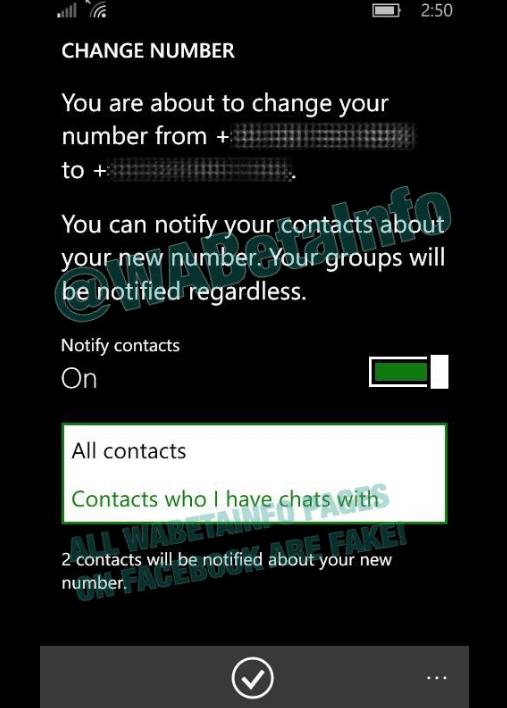 WhatsApp тестирует возможность смены номера телефона