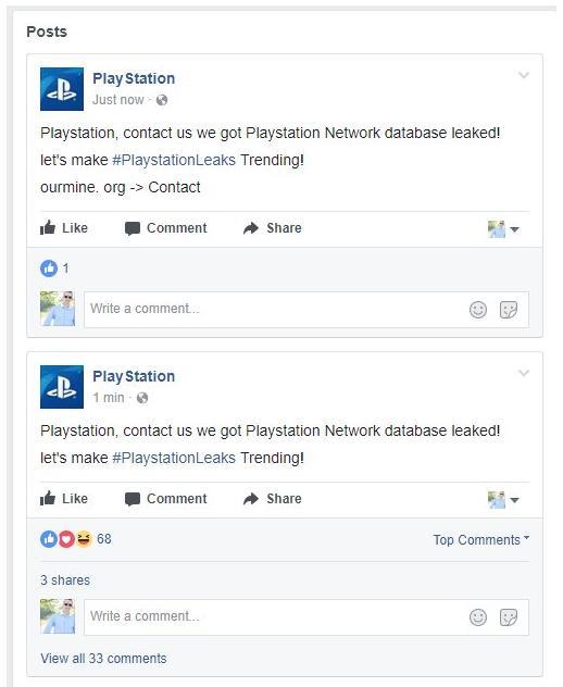 Аккаунты социальных сетей PlayStation взломали