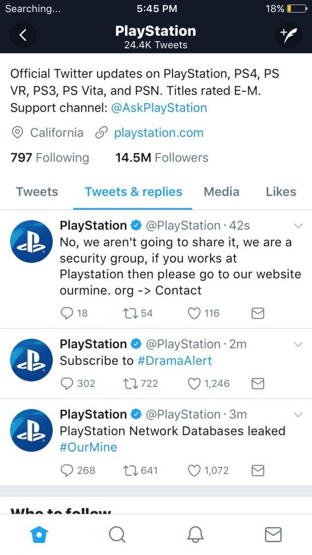 Аккаунты социальных сетей PlayStation взломали