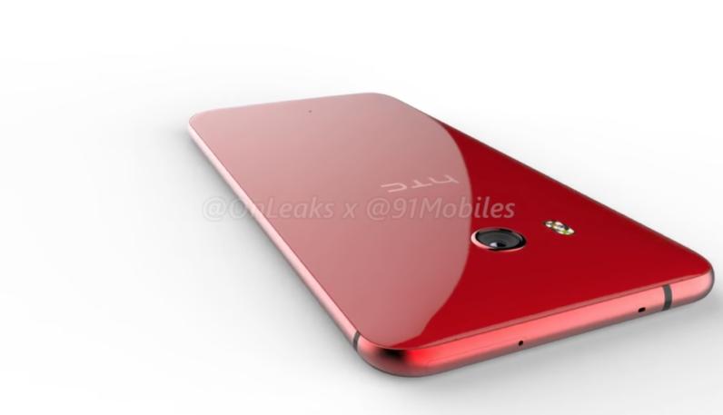 Красный HTC U11 на чётких рендерах