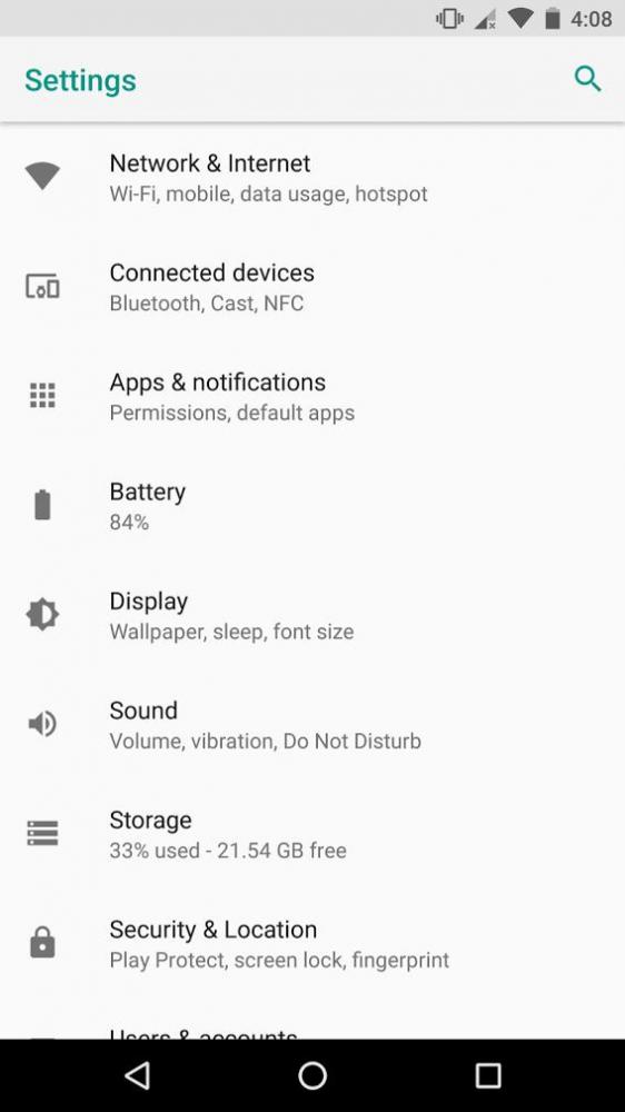 Скриншоты Android O с Nexus 6P