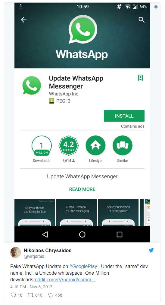 WhatsApp-подделка получил уже более миллиона скачиваний