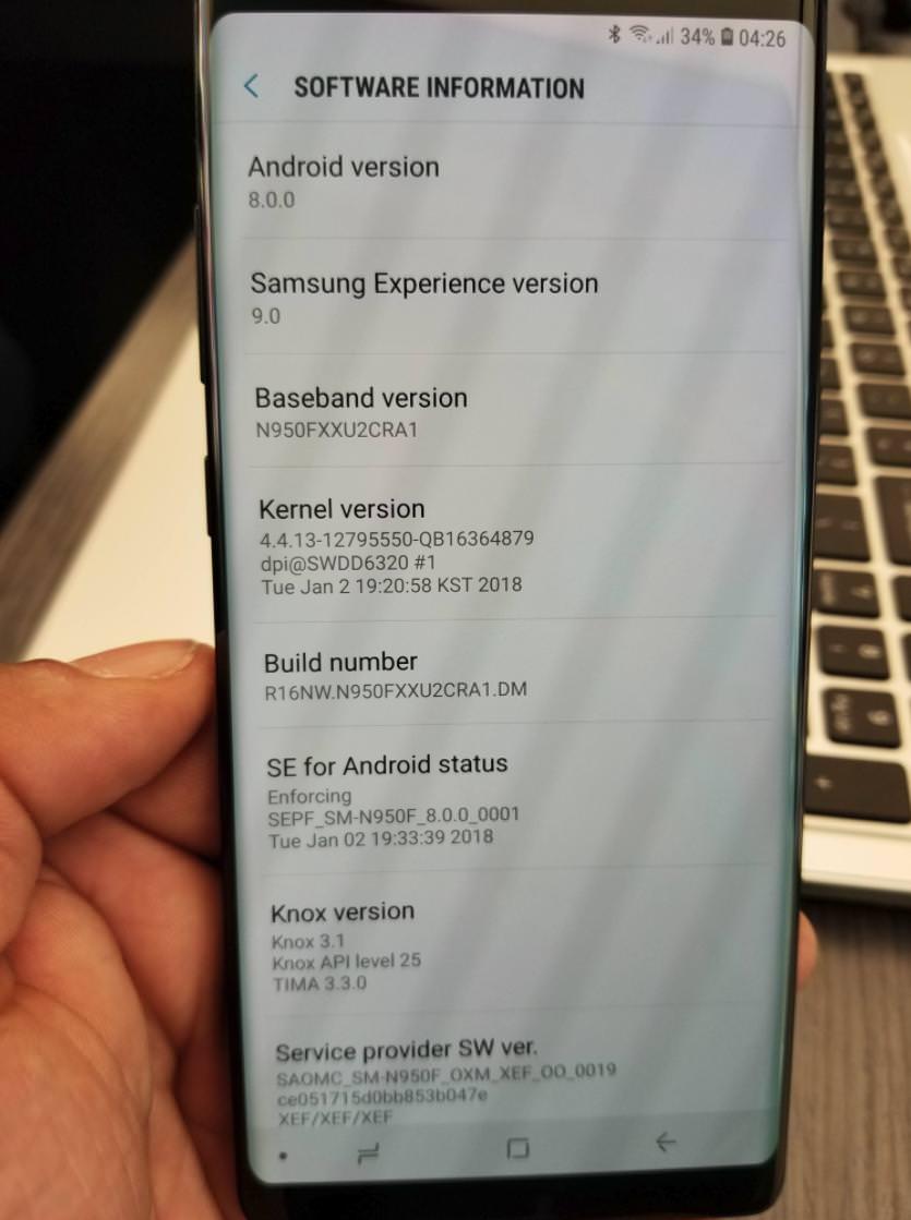 Некоторые Samsung Galaxy Note 8 получают Android Oreo