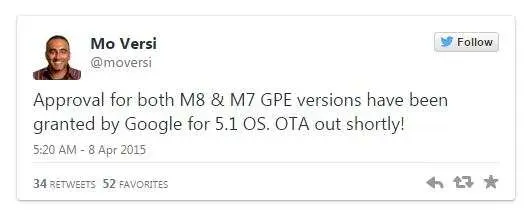Android 5.1 приходит на HTC One M7 & M8 Google Play Editions