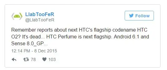 HTC готовит смартфон Perfume с Android 6.1 и Sense 8.0