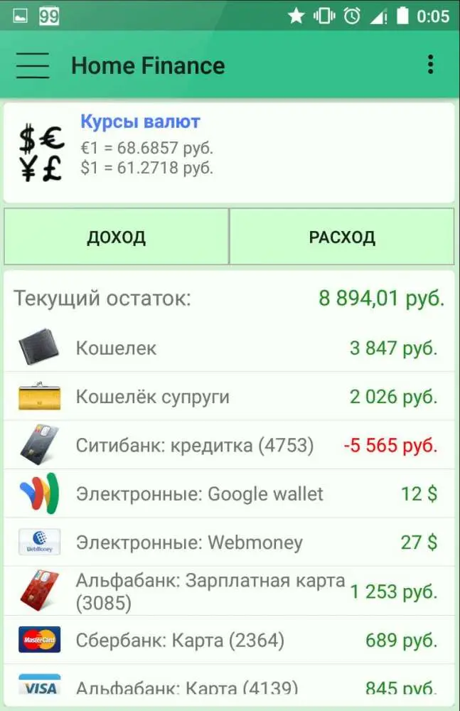 Home Finance – домашняя бухгалтерия в кармане