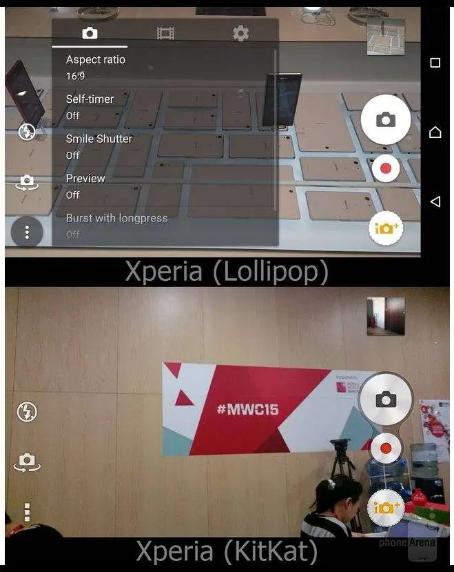 Внешность системы у смартфонов Xperia в Lollipop и KitKat