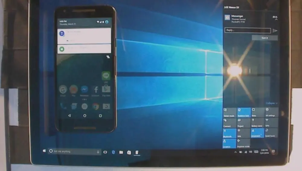 Windows 10 сможет работать с уведомлениями Android