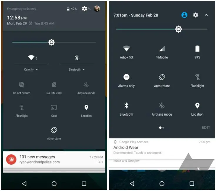 Ранний скетч строки уведомлений из Android N