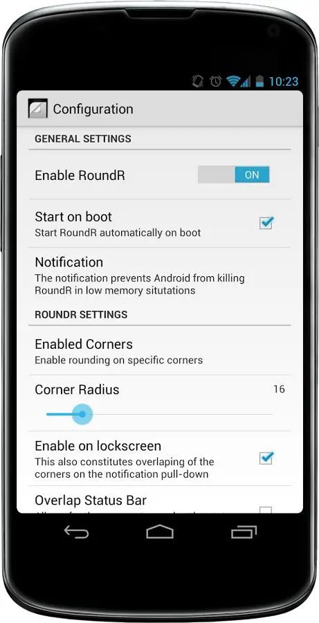 Roundr - круглые углы для экрана