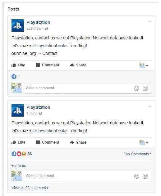 Аккаунты социальных сетей PlayStation взломали