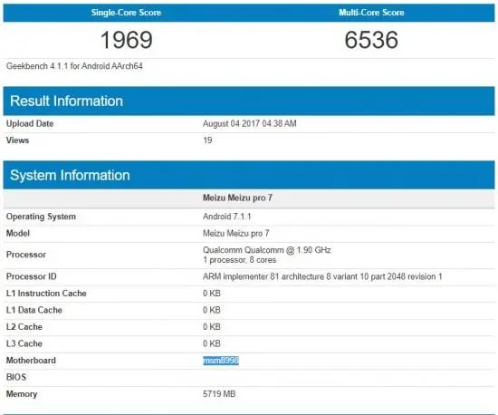 Meizu Pro 7 со Snapdragon 835 навестил бенчмарки