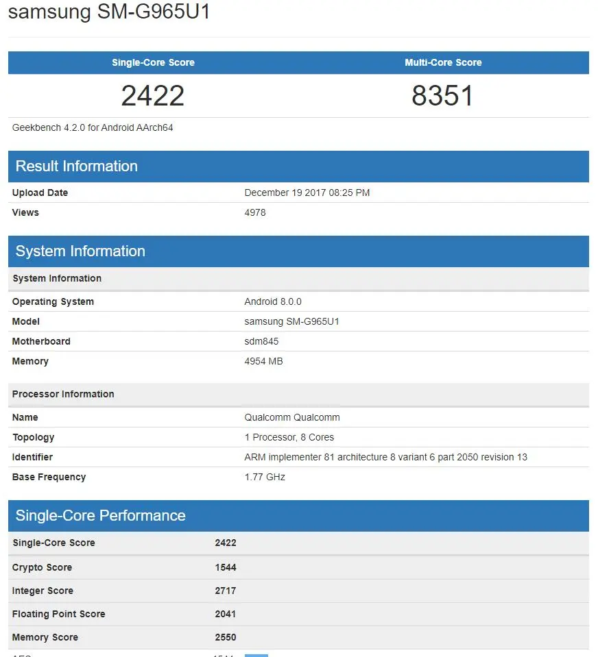 Samsung Galaxy S9 уделал всех в Geekbench