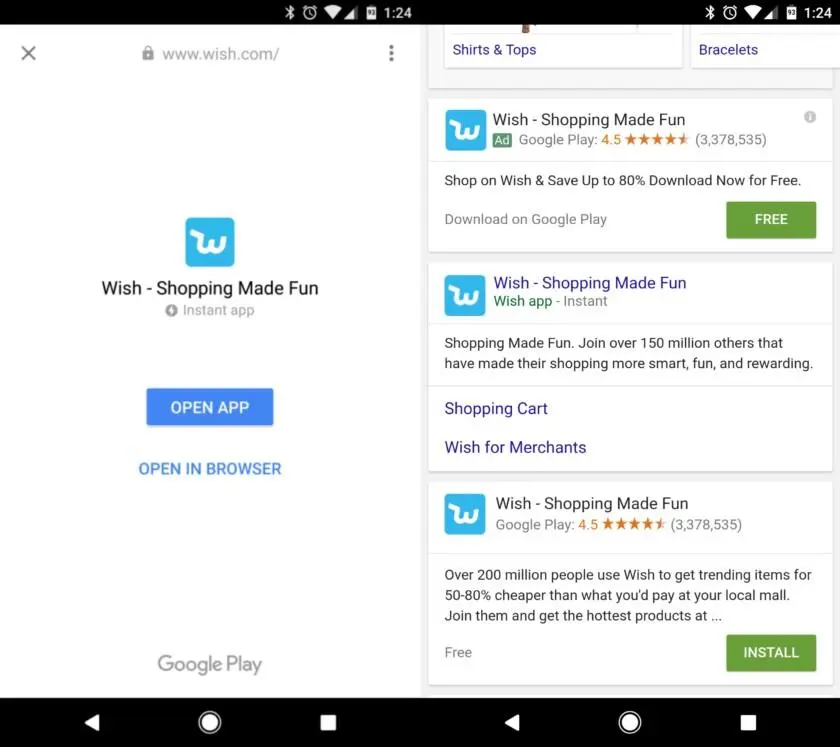 Instant Apps от Google уже можно попробовать