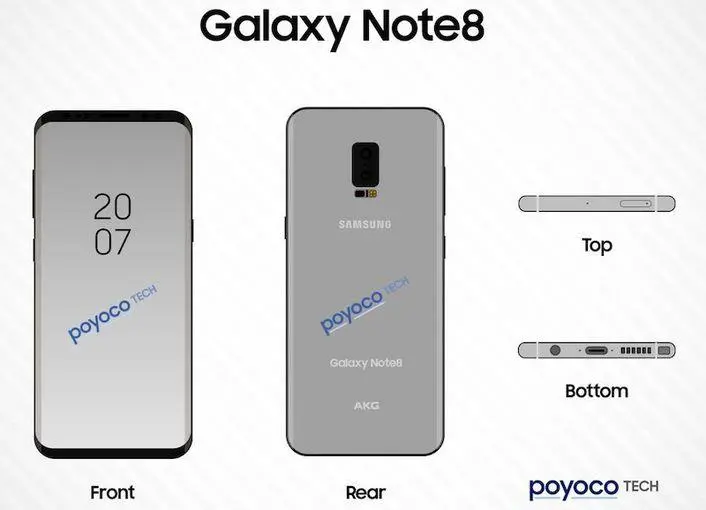 Рендеры фаблета Samsung Galaxy note 8