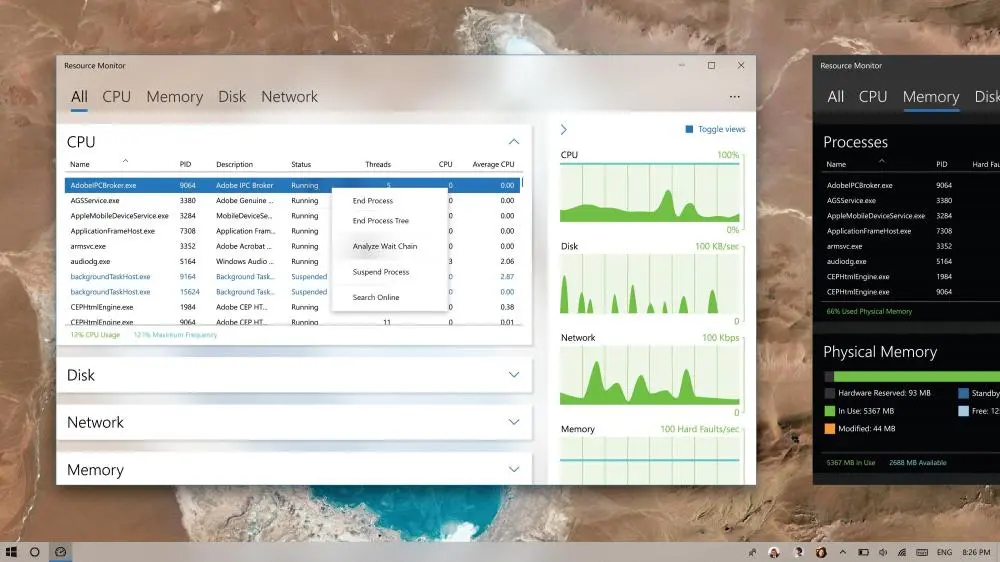 Идея оформления диспетчера ресурсов Windows 10