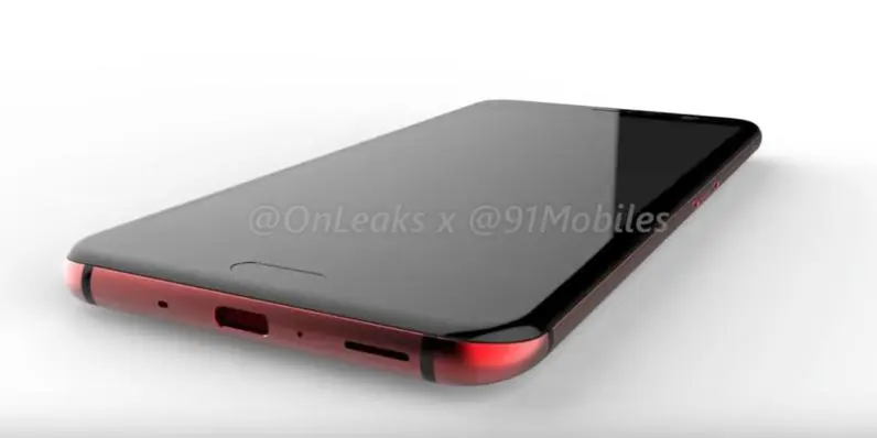 Красный HTC U11 на чётких рендерах
