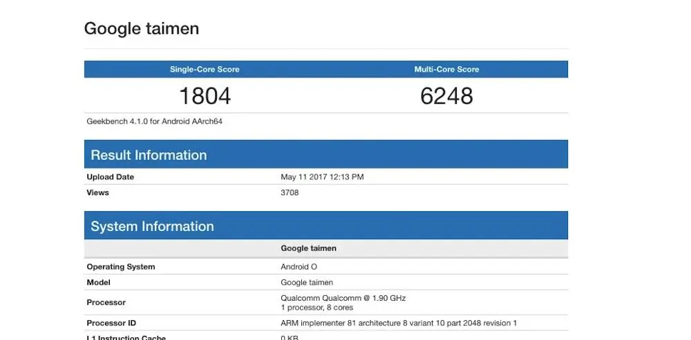 Смартфон Google Taimen навестил бенчмарки