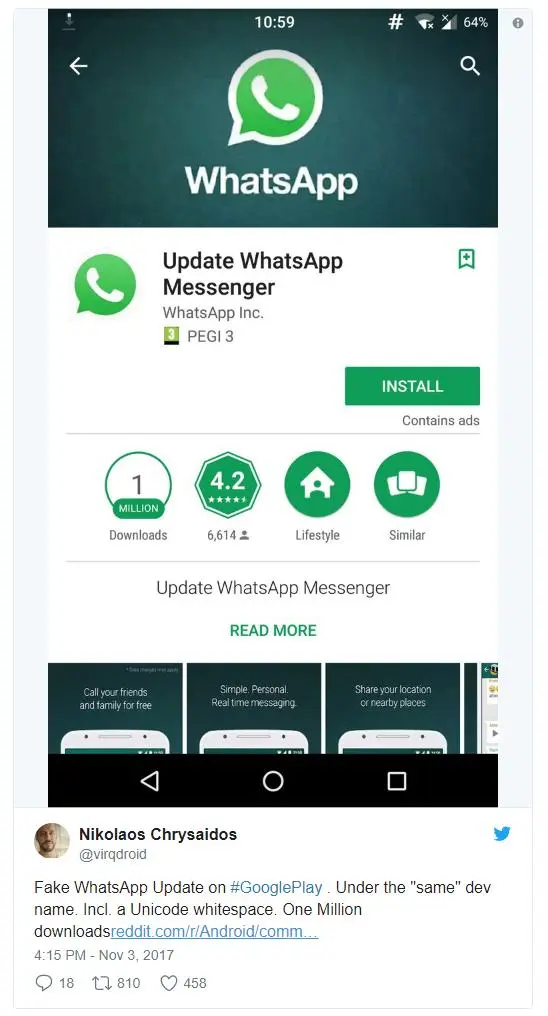 WhatsApp-подделка получил уже более миллиона скачиваний