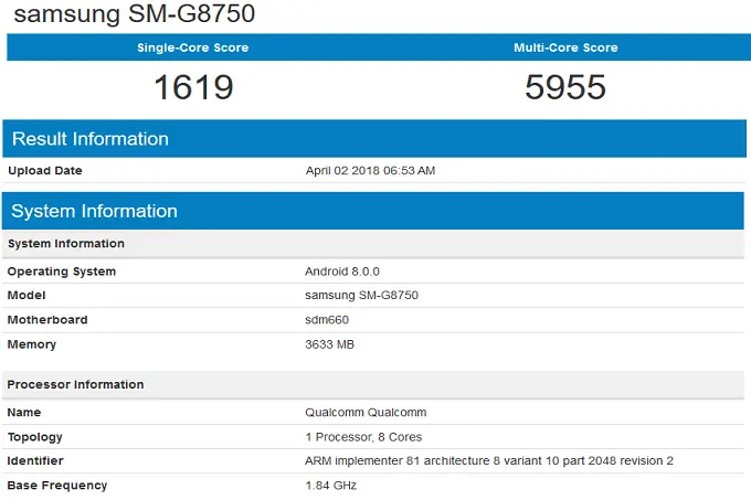Samsung Galaxy S9 Mini в Geekbench