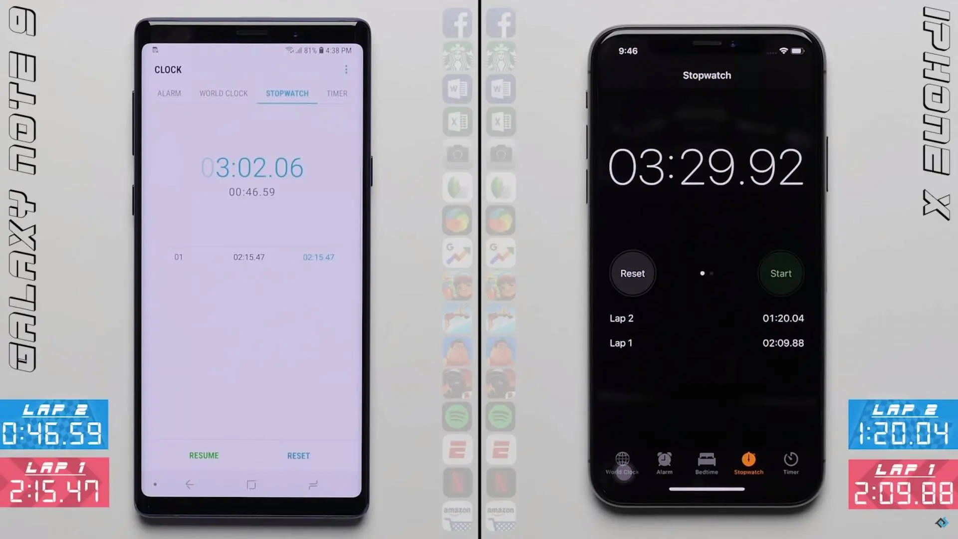 Скорости Apple iPhone X и Samsung Galaxy Note 9 на видео