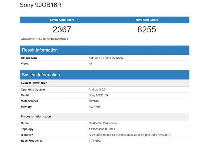 Неопознанный смартфон Sony попал в бенчмарк Geekbench