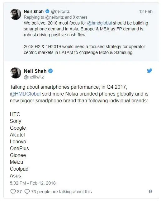 Nokia обогнала по продажам Google, OnePlus и некоторых других