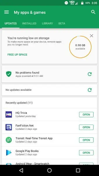 Google Play борется за свободное место на вашем устройстве