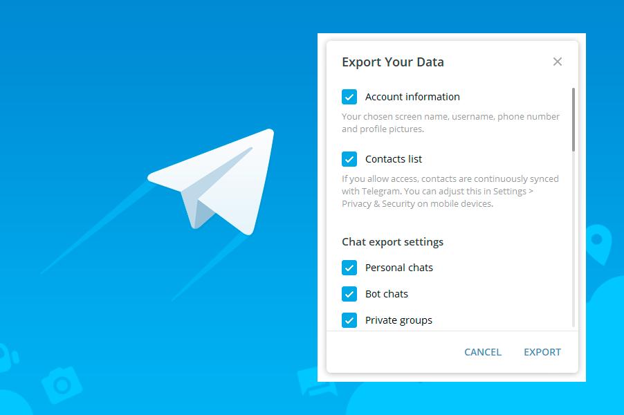 Telegram научился экспорту данных и переписки