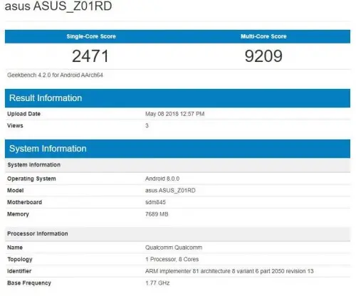 Мощнейший смартфон Asus посетил Geekbench