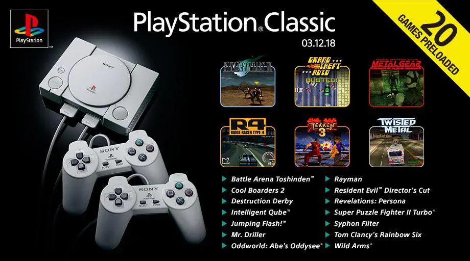 PlayStation Classic получит минимум эти 20 игр на старте