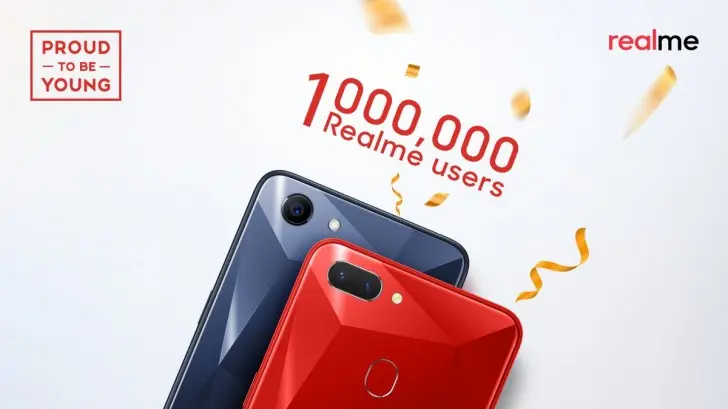 Realme от OPPO проданы тиражом более 1 миллиона штук