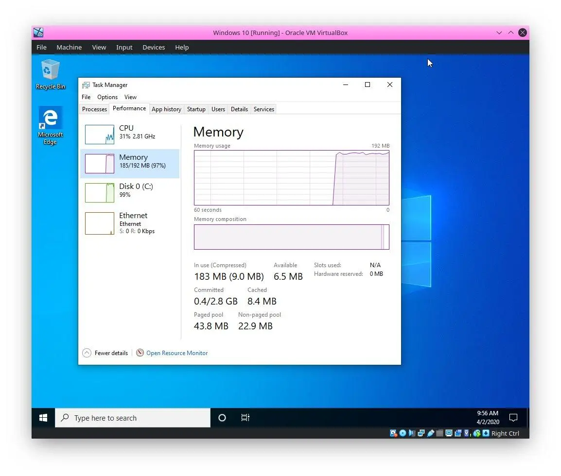 Windows 10 запустили на ПК со 192 Мб оперативной памяти