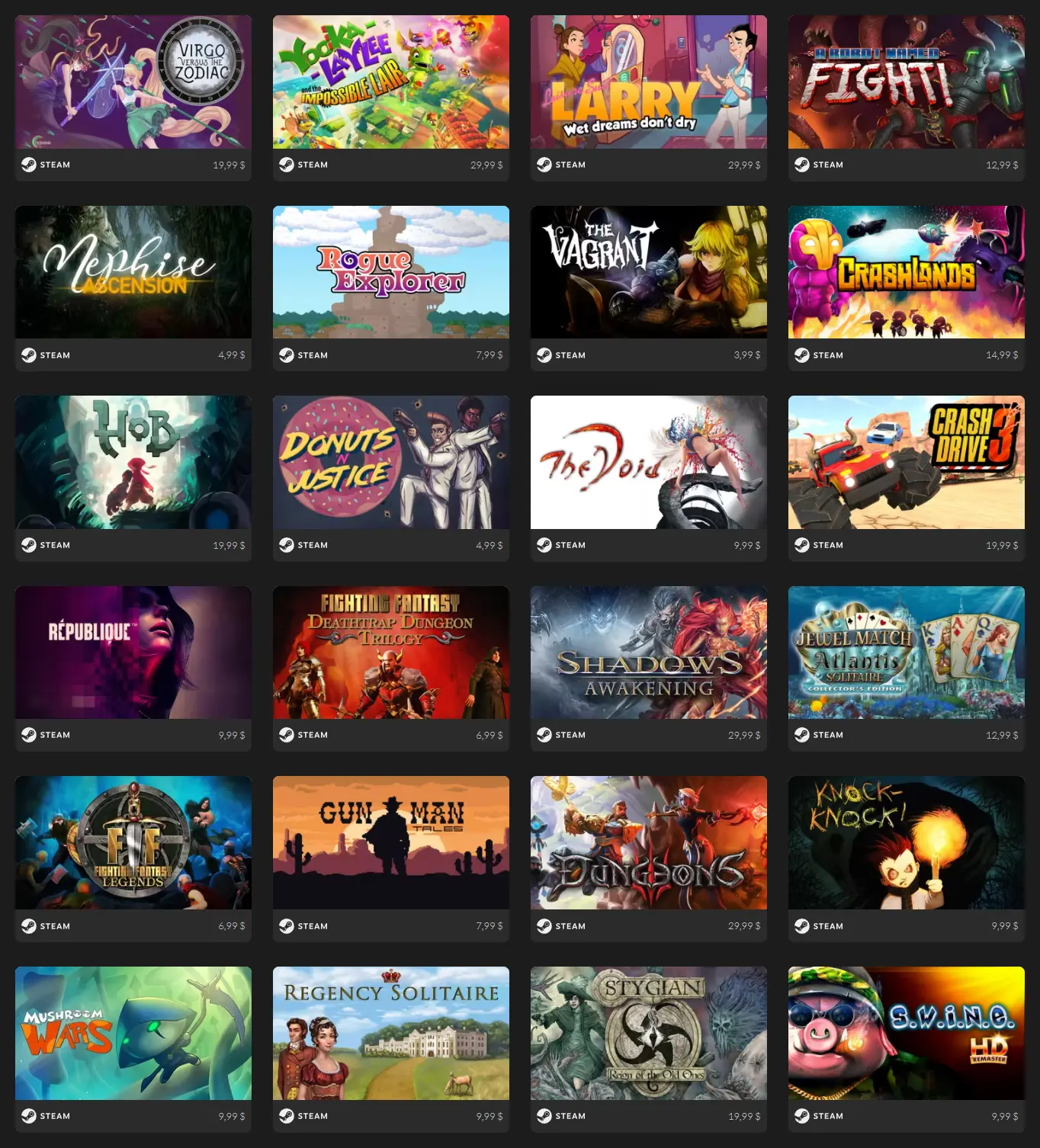 Получите 10 игр в Steam всего за 5 долларов. Скидка 99% 