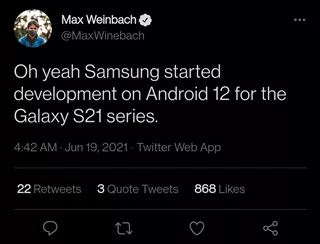Samsung, похоже, готовит One UI 3.5 и Android 12 для Galaxy S21
