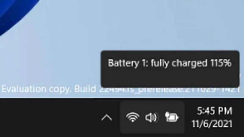 Windows 11 говорит, что зарядила аккумулятор более чем на 100%