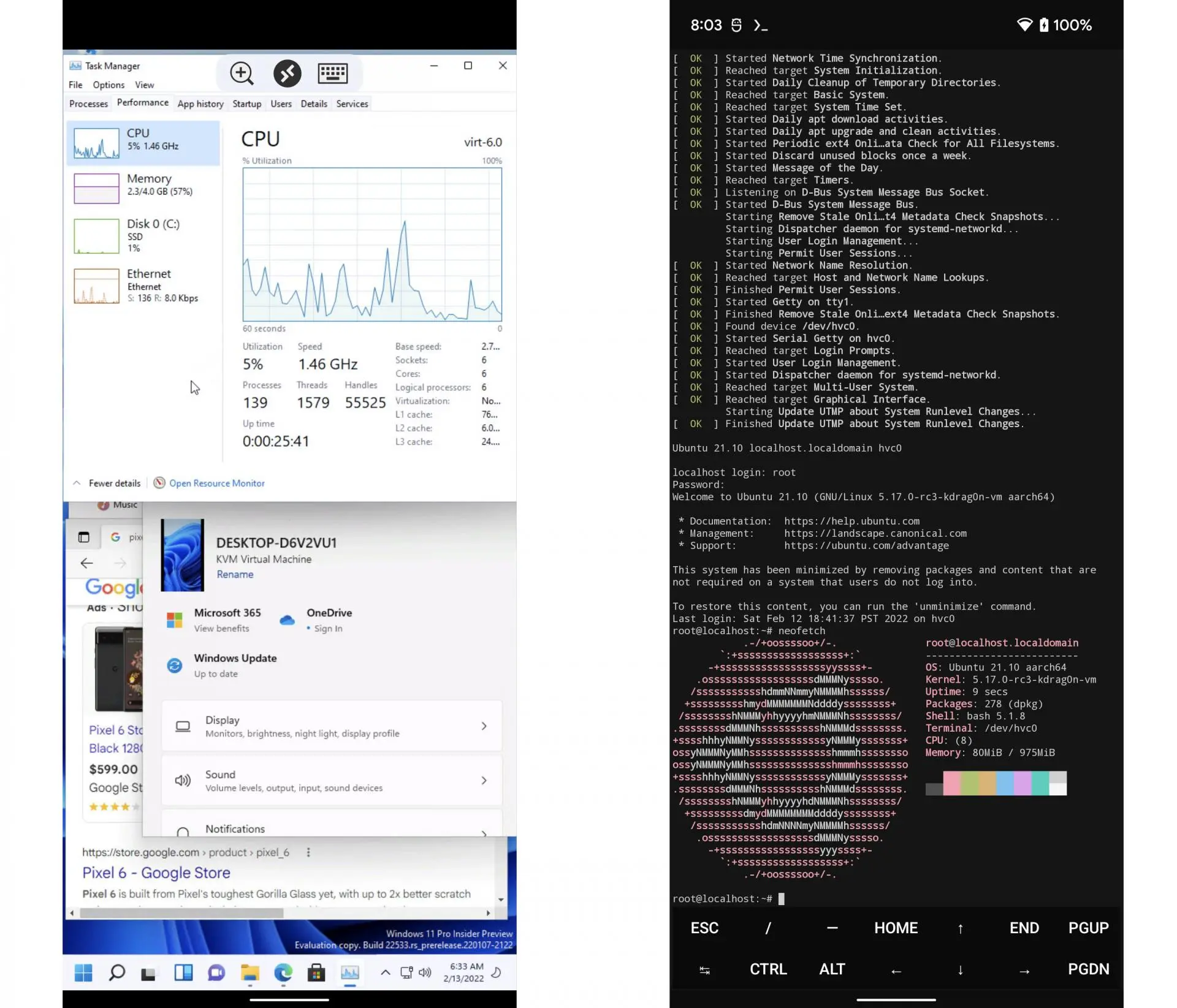 На смартфоне с Android 13 можно запустить Windows 11