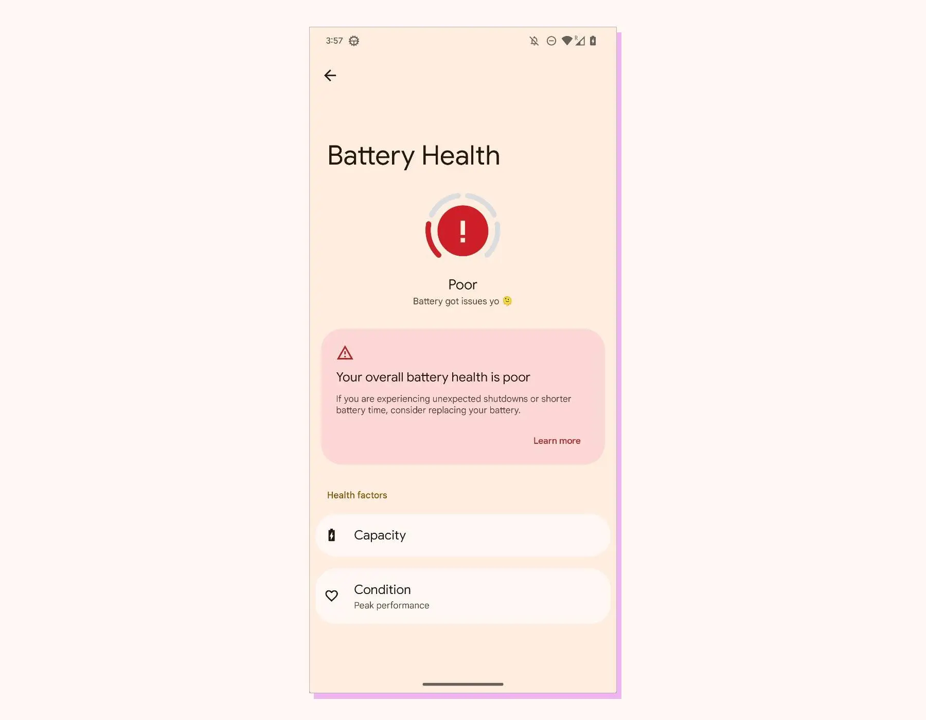 Android 13 будет сообщать о проблемах с аккумулятором