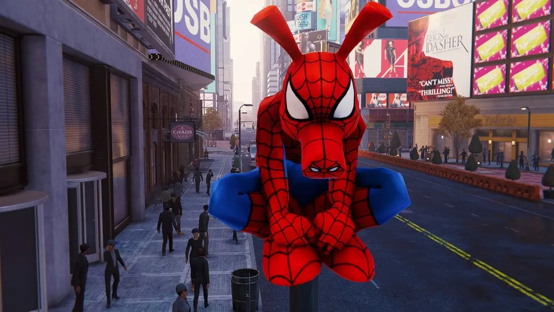 Игрок превратил Человека-паука из Spider-Man в свинью. Выглядит крайне нелепо