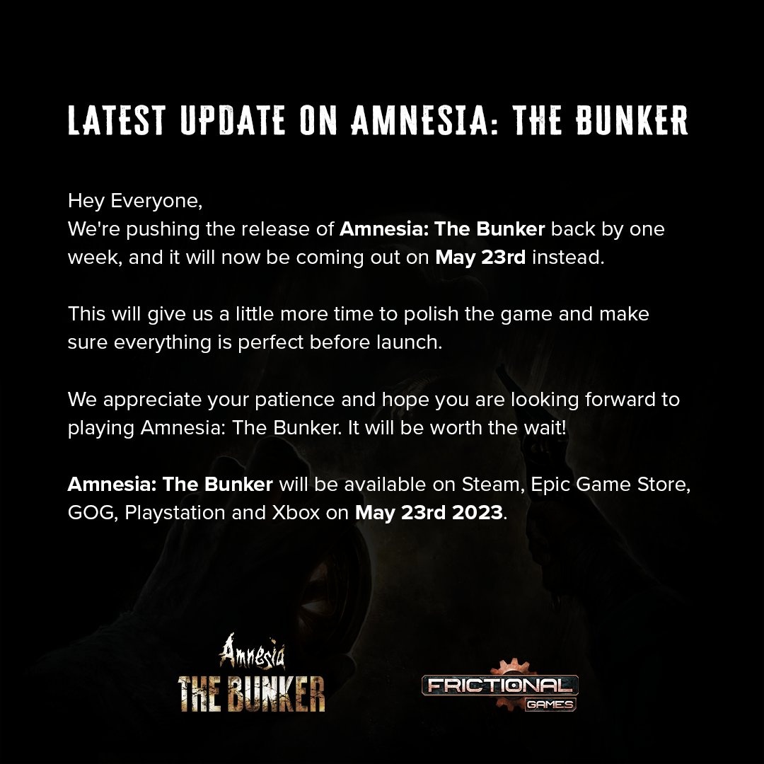 Выход хоррора Amnesia: The Bunker перенесли 