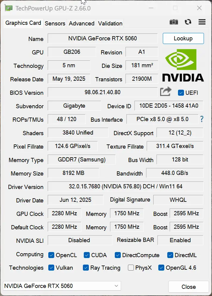 Тест-драйв видеокарты GIGABYTE GeForce RTX 5060 AERO OC 8G