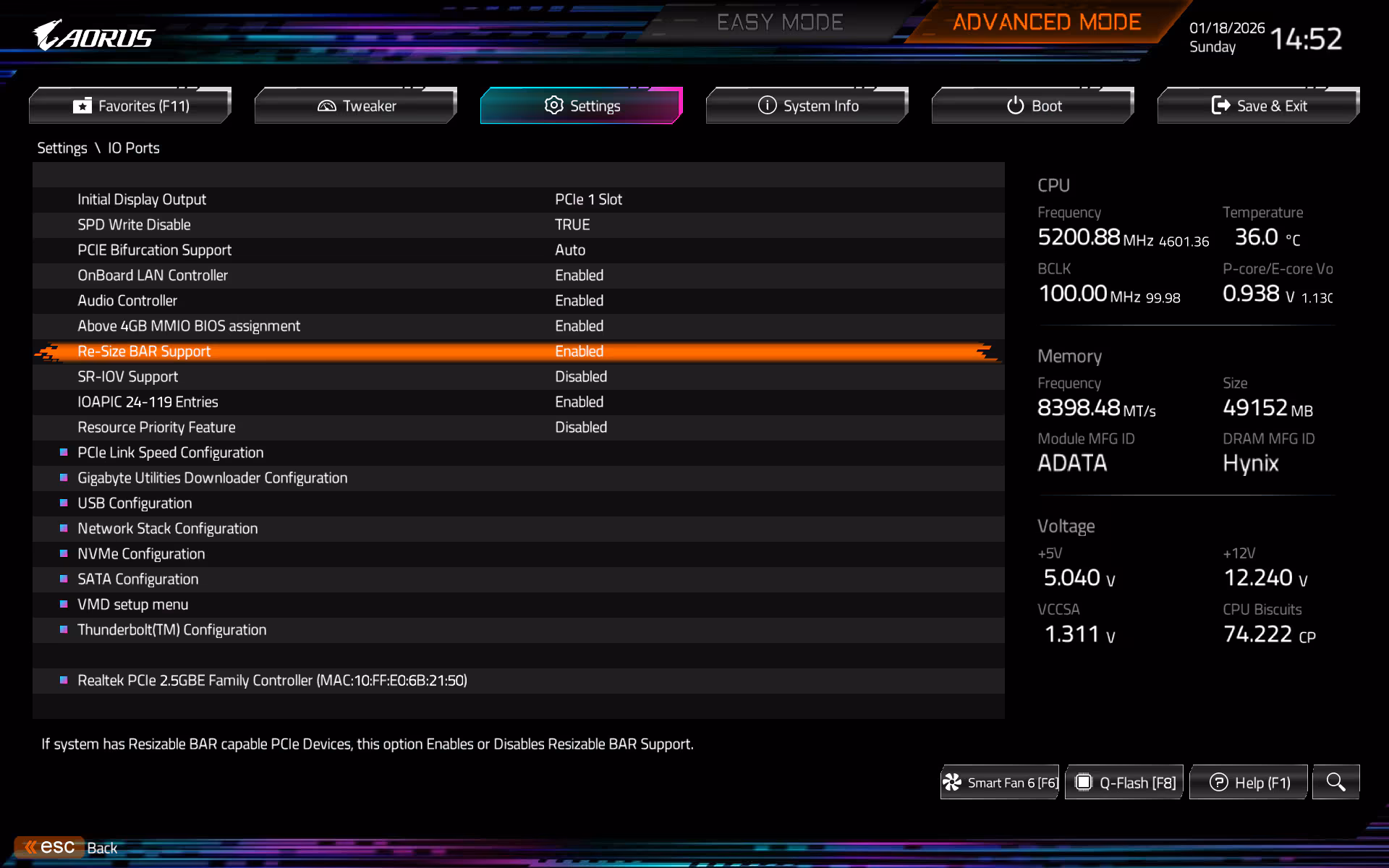 На примере BIOS материнской платы GIGABYTE Z890 Aorus Elite WiFi 7